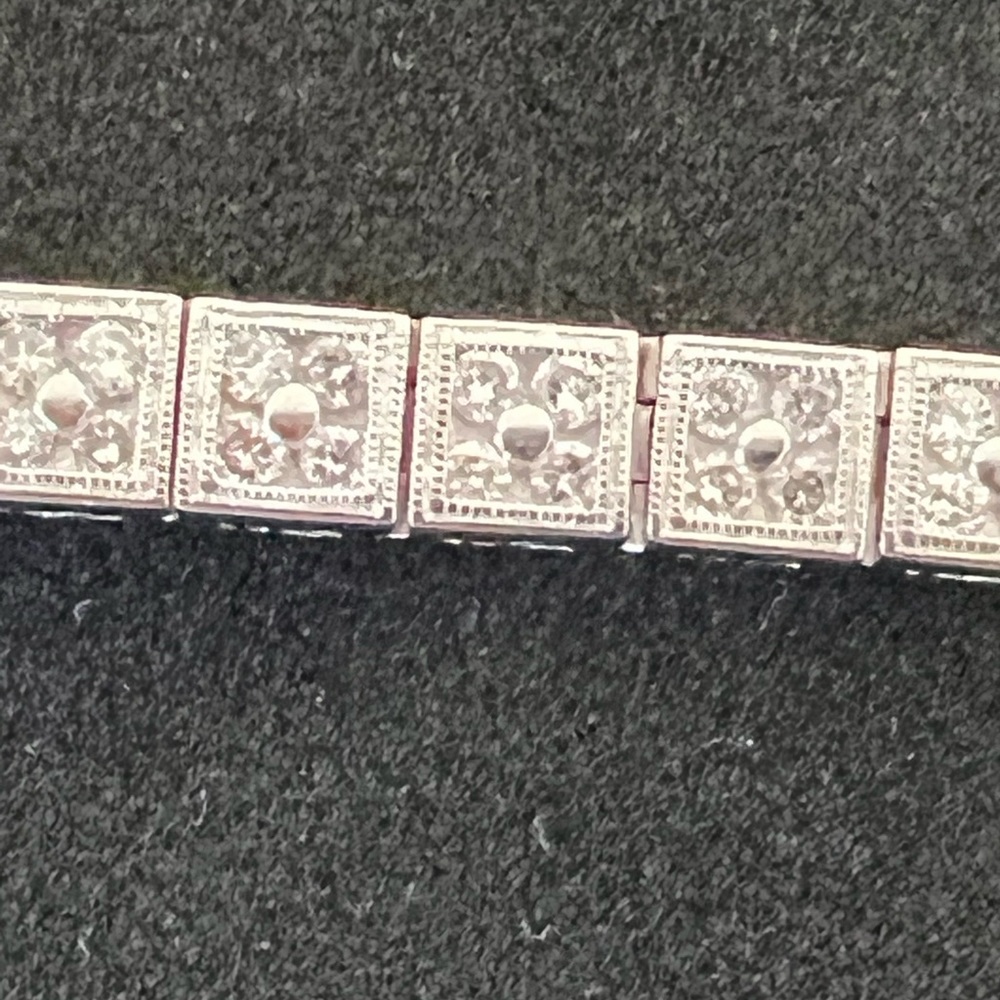 ZALES 14K white GOLD antique Tennis bracelet with 2 carat π₯ diamonds - Picture 11 of 11